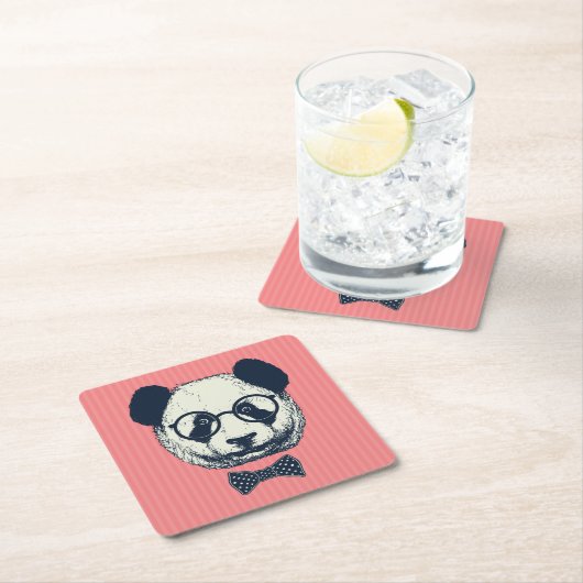 Panda-Streifen Rechteckiger Pappuntersetzer (Vor Ort)