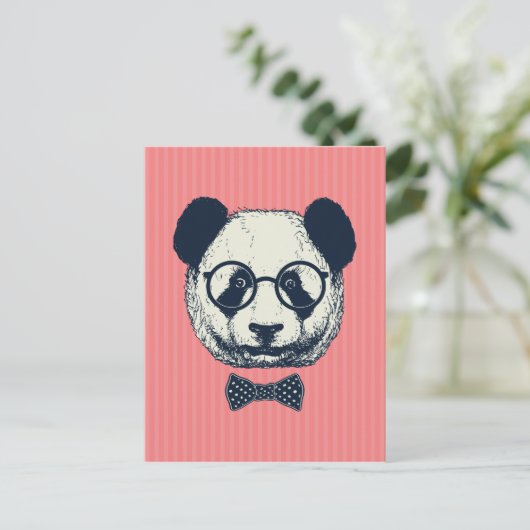 Panda Stripes Postkarte (Stehend Vorderseite)