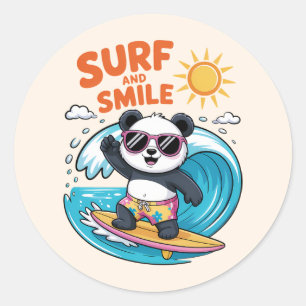PANDA SURF Kind Sommer Runder Aufkleber