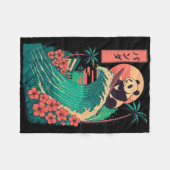 Panda Surfing Japanese _2 Fleecedecke (Vorderseite (Horizontal))