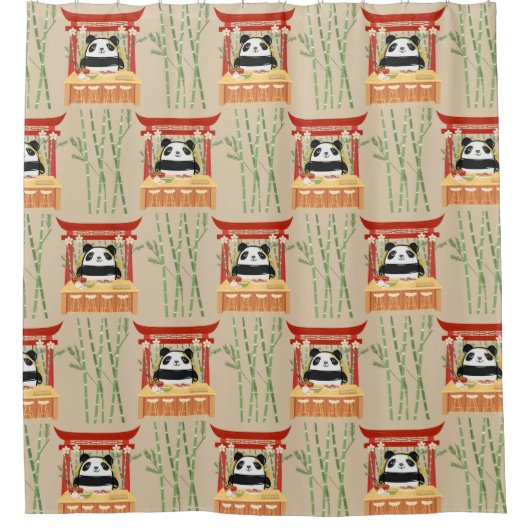 Panda, Sushi Duschvorhang (Vorderseite)