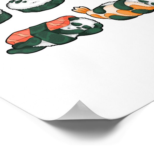 Panda Sushi Niedlich Maki Lover Funny Food Geschen Poster (Ecke)