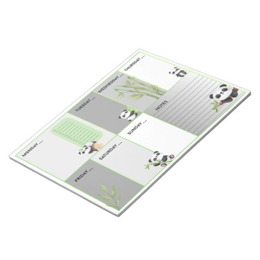 Panda Süsse A4 Wochenplaner Notizblock (angewinkelt)
