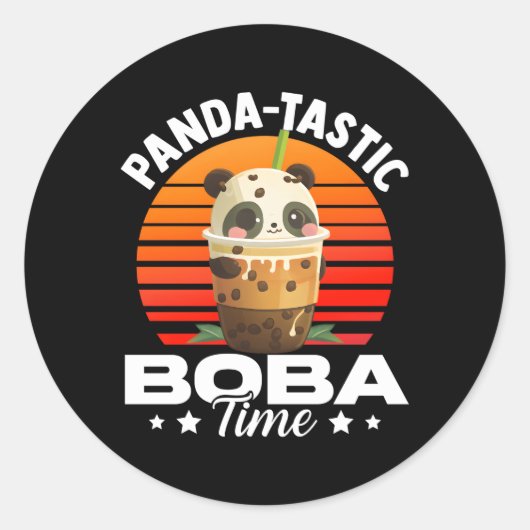 Panda-Tastic Boba Time Panda Bubble Tee Anime Runder Aufkleber (Vorderseite)