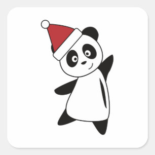Panda Teddy Bär Weihnachtsgebäck Niedliche Tiere f Quadratischer Aufkleber