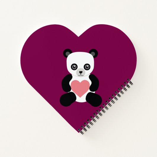 Panda Teddy Bear mit Heart Notebook Notizblock (Rückseite)