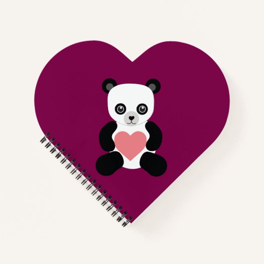 Panda Teddy Bear mit Heart Notebook Notizblock (Vorderseite)
