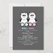 Panda Teddy Bears Gender Reveal Party Einladung (Vorderseite)