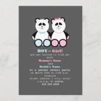 Panda Teddy Bears Gender Reveal Party Einladung