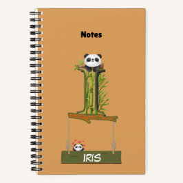 Panda Theme Notebook - Benannt mit Letter I Notizblock