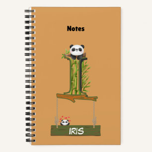 Panda Theme Notebook - Benannt mit Letter I Notizblock