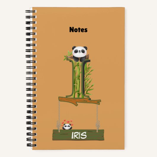Panda Theme Notebook - Benannt mit Letter I Notizblock (Vorderseite)