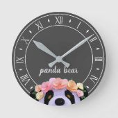 Panda Theme Rustikal Schwarz-Weiß Runde Wanduhr (Vorderseite)