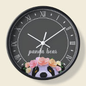 Panda Theme Rustikal Schwarz-Weiß Runde Wanduhr