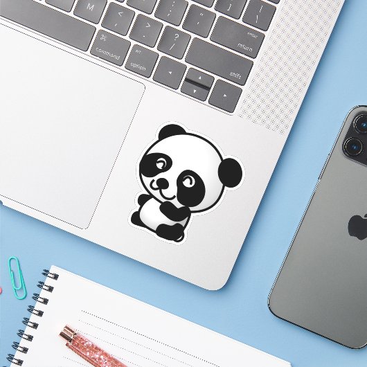 Panda-Tiere tragen. Aufkleber (Laptop mit iPhone)