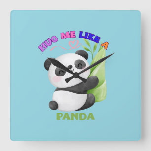🕒 Panda Time Tags - Tick Tock with Cuteness! 🐼 Quadratische Wanduhr