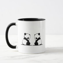 Panda Tone Couple Coffee Cup Einfach Schwarz-weiß