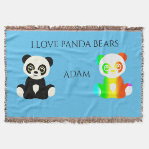 Panda tragen personalisierten Namen werfen Decke. Decke