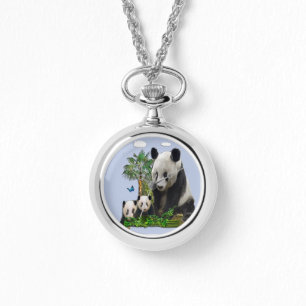 Panda trägt Frauenuhren Armbanduhr