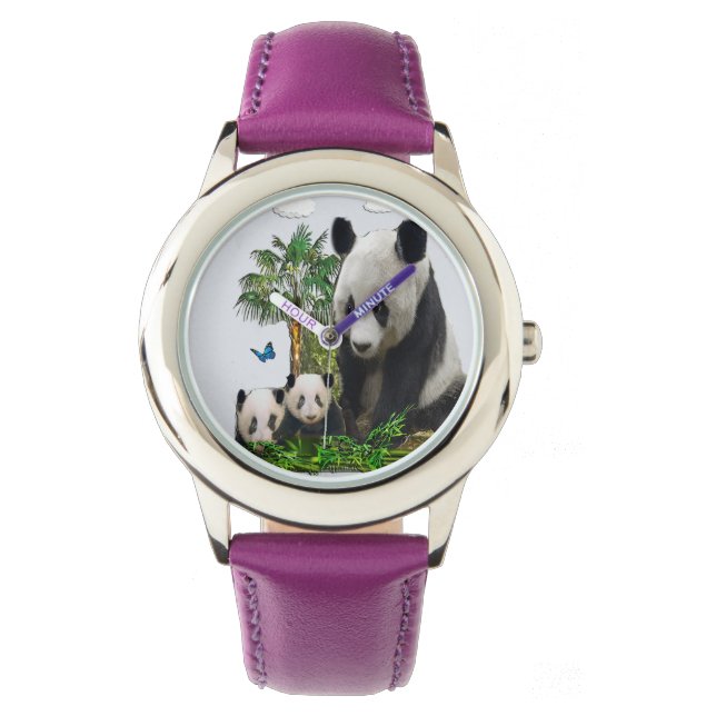 Panda trägt Mädchen-Uhren Armbanduhr (Vorderseite)