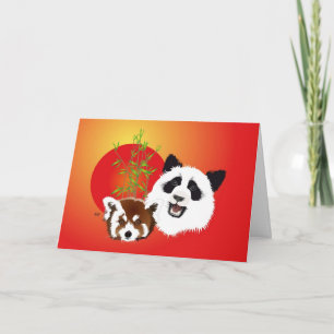 Panda Treffen Karte mit Spruch