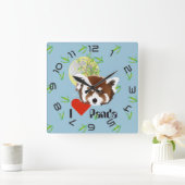 Panda Treffen Quadratische Wanduhr (Zuhause)