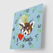 Panda Treffen Quadratische Wanduhr (Winkel)