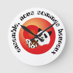 Panda Treffen Runde Wanduhr
