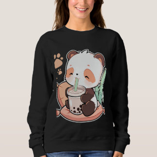 Panda trinkt Bubble Tea Cartoon-Illustration Sweatshirt