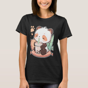 Panda trinkt Bubble Tea Cartoon-Illustration T-Shirt