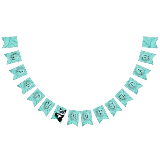Panda Turquoise Birthday Wimpelkette (Alle)