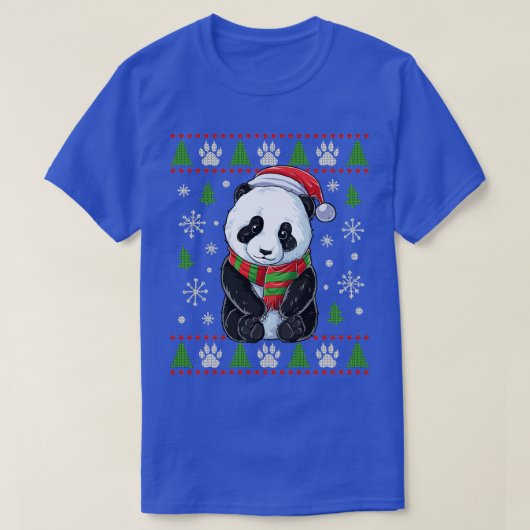 Panda Ugly Christmas Sweater Weihnachtsmannmütze B T-Shirt (Design vorne)