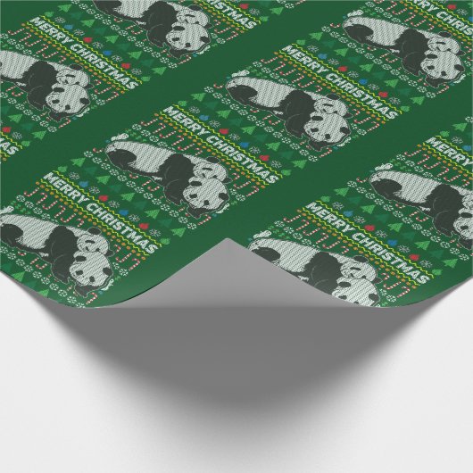 Panda Ugly Christmas Sweater Wildlife Series Geschenkpapier (Ecke)