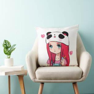 Panda Umarmungen & Karmesinrote Träume Kissen