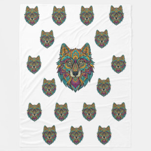 Panda und Abstract Wolf Art Große Decke – Mod