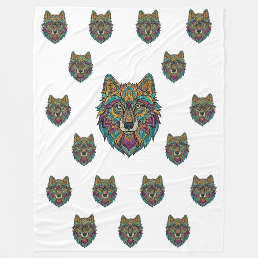 Panda und Abstract Wolf Art Große Decke – Mod (Vorderseite)