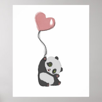 Panda und Ballon Poster
