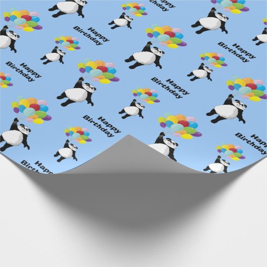 Panda und Ballons Geschenkpapier (Ecke)