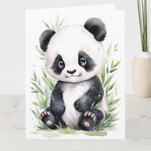 Panda und Bamboo Gruß Karte (Vorderseite)