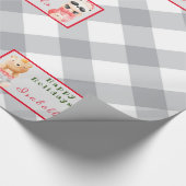 Panda und Bär passen Text und Namen an Geschenkpapier (Ecke)