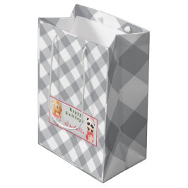 Panda und Bär passen Text und Namen an Mittlere Geschenktüte