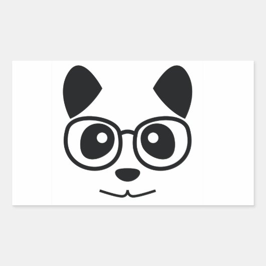 Panda und Brille Rechteckiger Aufkleber (Vorderseite)