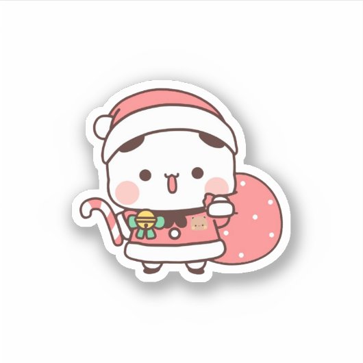 Panda und Brownie Bären Couple, frohe Weihnachten Aufkleber (Vorderseite)