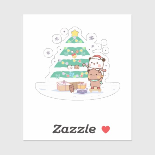 Panda und Brownie Bären Couple, frohe Weihnachten Aufkleber (Blatt)