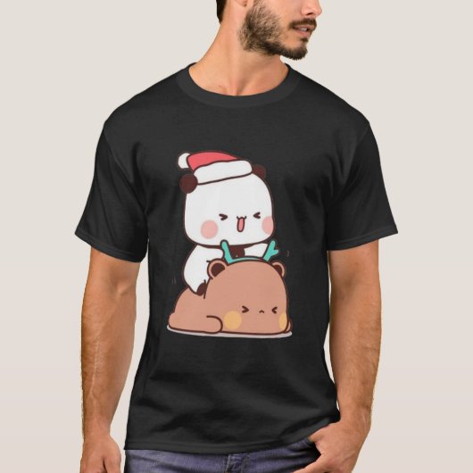 Panda und Brownie Bären Couple, frohe Weihnachten T-Shirt (Vorderseite)