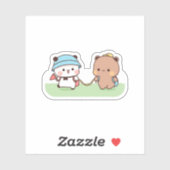 Panda und Brownie Bear Couple haben ein Picnic Aufkleber (Blatt)