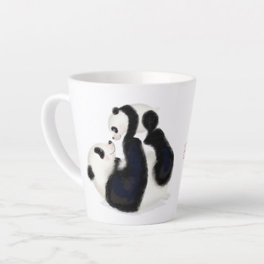 Panda und cub "Best mum ever" Latte Tasse (Linke Ecke)