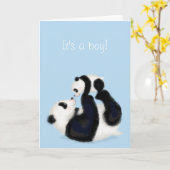 Panda und cub 'It's a boy' neue Babykarte Karte (Gelbe Blume)