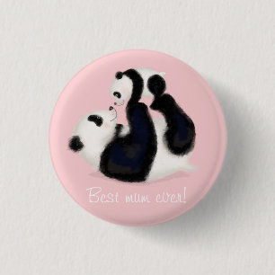 Panda und cube "Best mum ever" Abzeichen Button