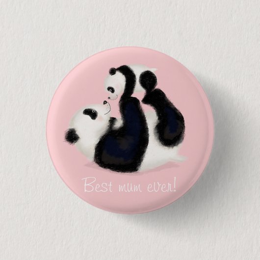 Panda und cube "Best mum ever" Abzeichen Button (Vorderseite)